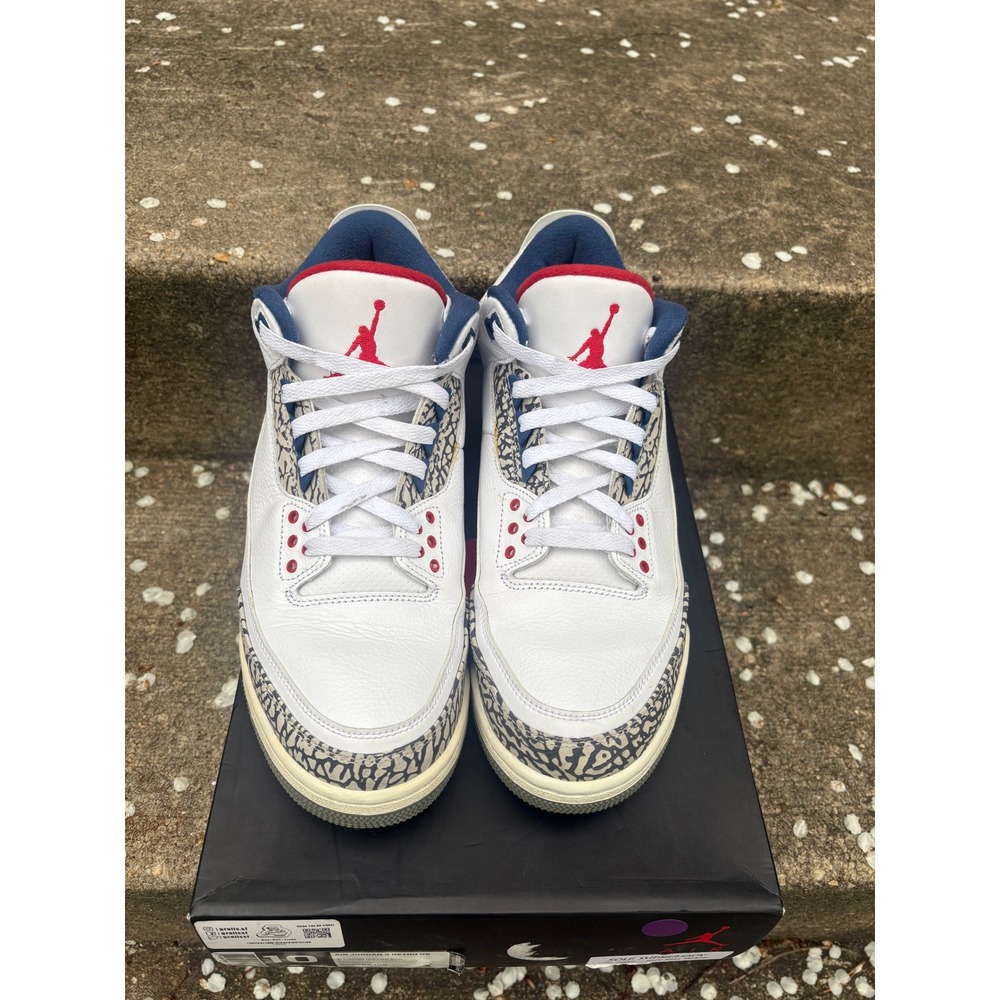 Air Jordan 3 Retro True Blue 2016 White Cement Blue Red 854262-106 Mens 10